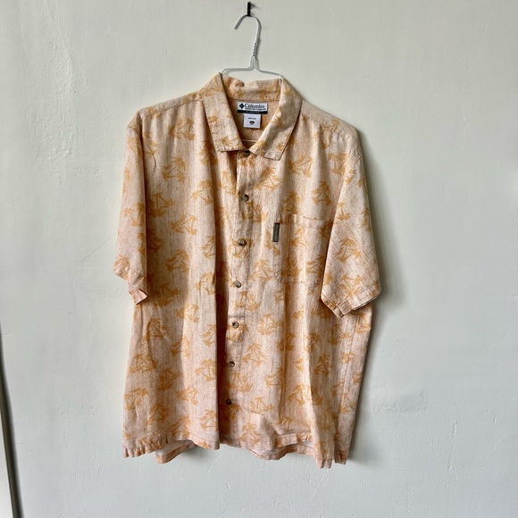 Columbia Palm Tree Print Linen Blend Shirt - Picture 2 of 7